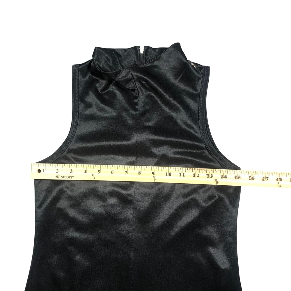 Vintage Diesel Maxi Dress Womens M Black Satin Mock Neck Sleeveless Made Italy - Picture 6 of 11